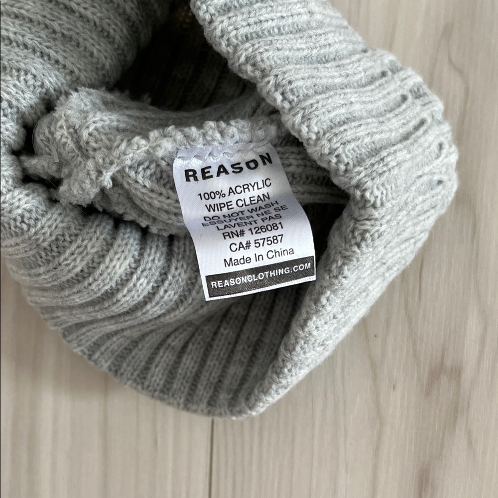 Reason Gray Ribbed Knit Beanie - Picture 3 of 4